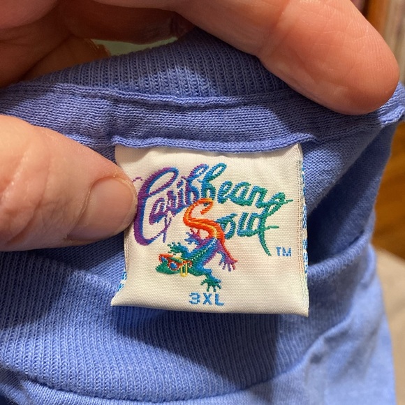 3XL men’s 100% cotton vintage never worn Blue Caribbean motif T-shirt - Picture 4 of 5